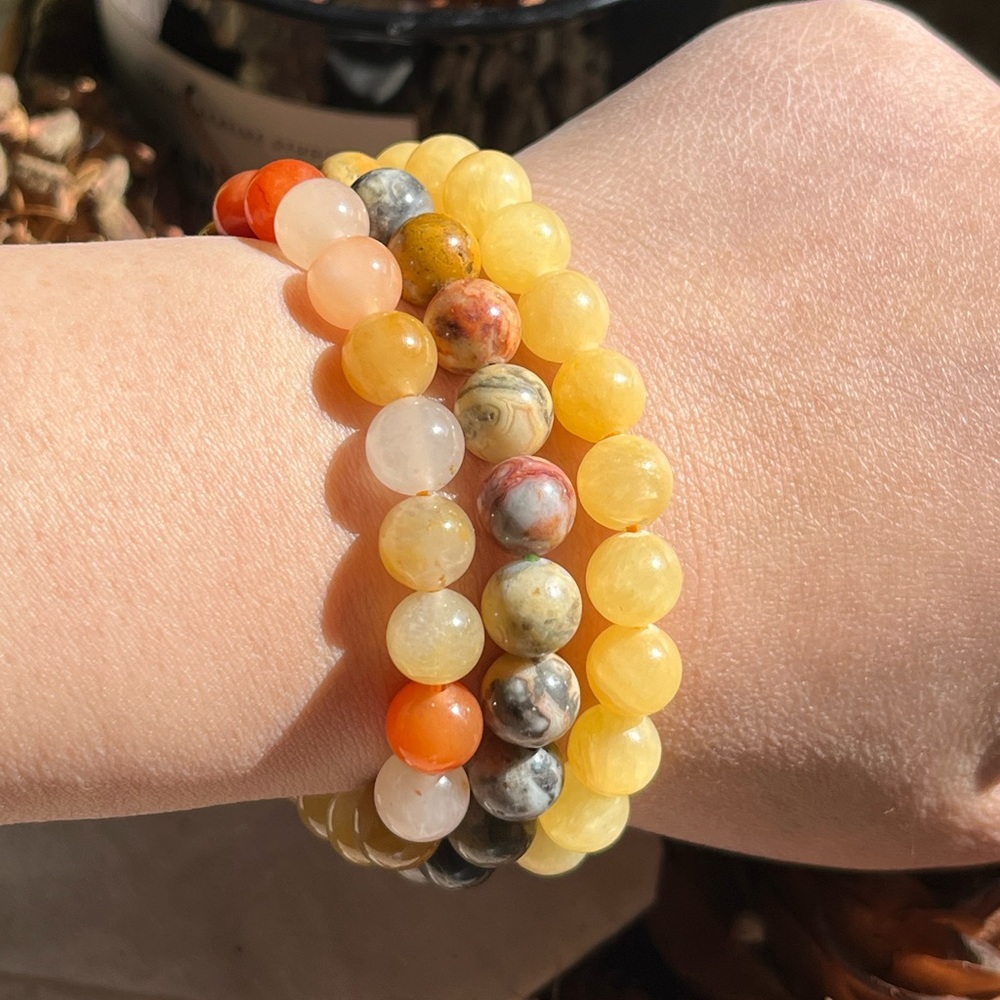 8mm yellow crystal‎ bracelets set